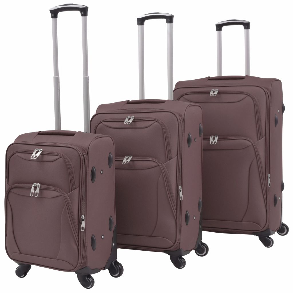 3 Piece Soft Case Trolley Set Coffee