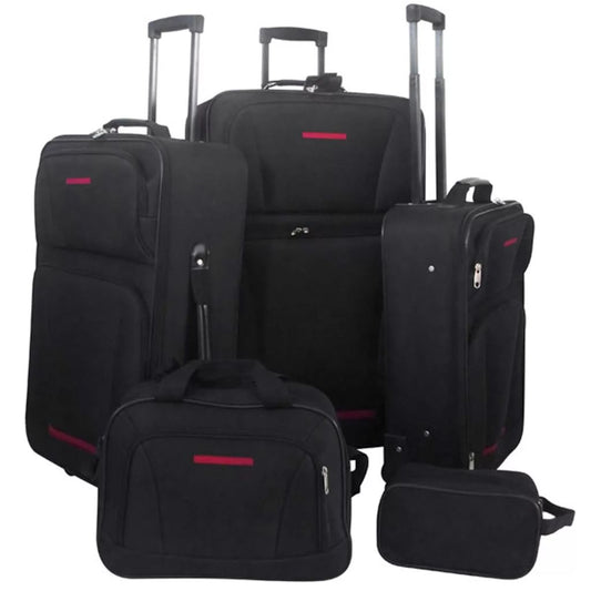 Five Piece Travel Luggage Set Black