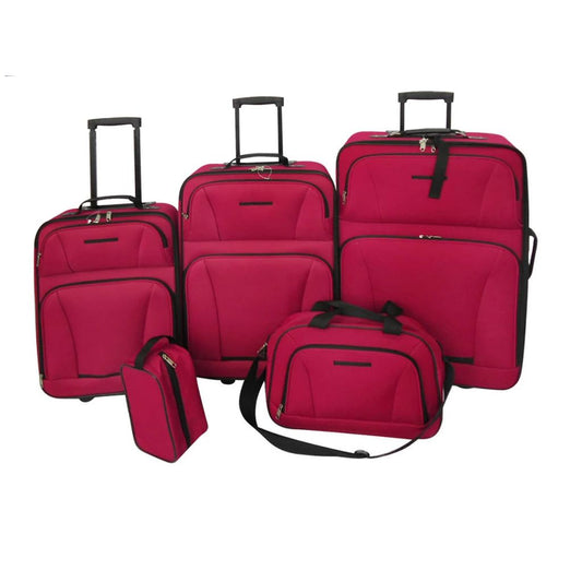 Five Piece Travel Luggage Set Red