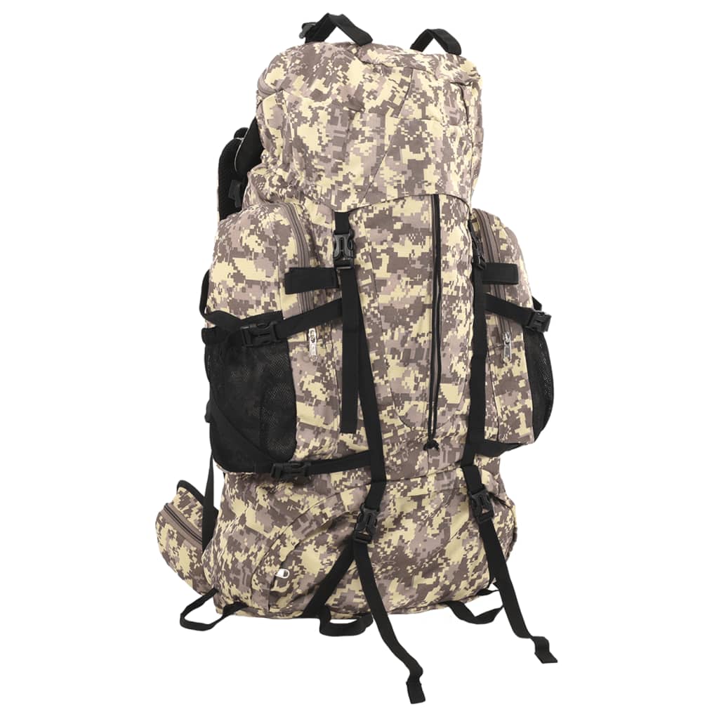 Hiking Backpack Camel Brown Camouflage 100 L Oxford Fabric